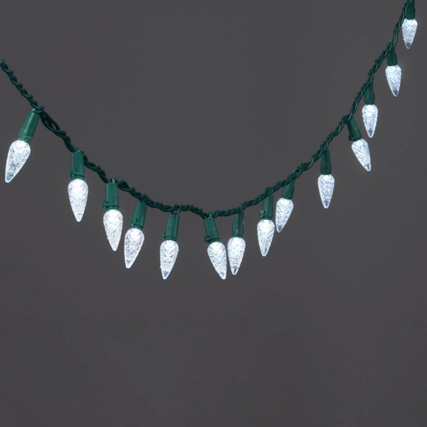 60ct LED C6 Faceted Christmas String Lights Cool White with Green Wire - Wondershop