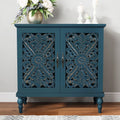 HLR 48" Accent Cabinet with 4 Doors, Vintage Hollow Carving Storage Credenza, Sideboards and Buffets Cabinet for Living Room, Kitchen, Dining Room, Entryway