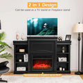 70" Fireplace Mantel TV Stand with Storage Shelves, Freestanding Wood Media Console for 28.5" Fireplace Insert, Living Room & Bedroom