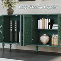 HLR 48" Accent Cabinet with 4 Doors, Vintage Hollow Carving Storage Credenza, Sideboards and Buffets Cabinet for Living Room, Kitchen, Dining Room, Entryway