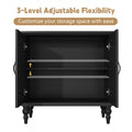 HLR 48" Accent Cabinet with 4 Doors, Vintage Hollow Carving Storage Credenza, Sideboards and Buffets Cabinet for Living Room, Kitchen, Dining Room, Entryway