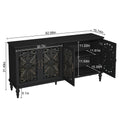 HLR 48" Accent Cabinet with 4 Doors, Vintage Hollow Carving Storage Credenza, Sideboards and Buffets Cabinet for Living Room, Kitchen, Dining Room, Entryway