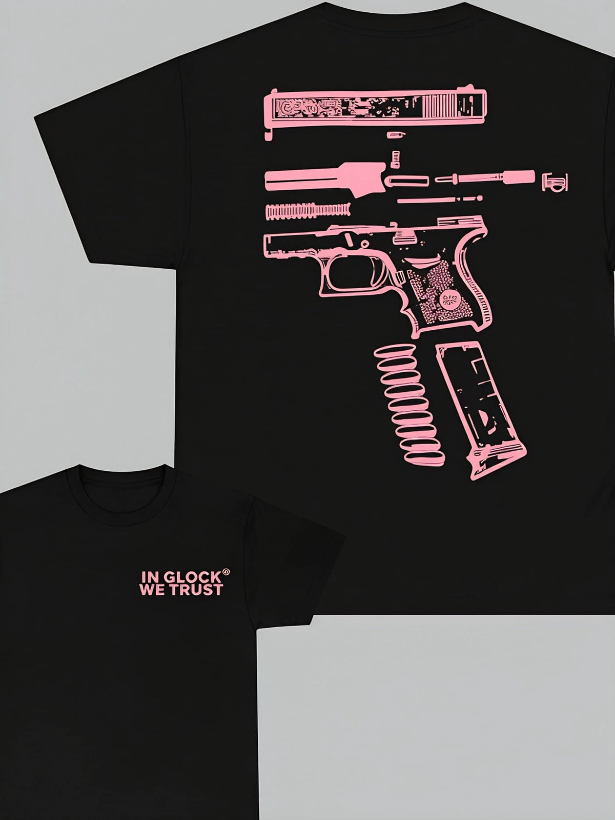 "We Trust " Double-Sided Printed T-Shirt, Light Pink, Unisex, Men's Gift, Casual Men's Cotton T-Shirt.