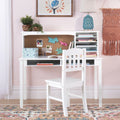 Guidecraft Kids Media Desk and Chair Set - Gray: Kids Desk and Chair Set, Study Table for Kids with Hutch and Shelf, Wood Bedroom Furniture Set