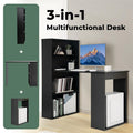 48" Computer Desk with 6-Tier Storage Shelves, 3-in-1 Reversible Writing Desk w/ Bookshelf & CPU Stand, Space-Saving Home Office Workstation