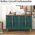HLR 48" Accent Cabinet with 4 Doors, Vintage Hollow Carving Storage Credenza, Sideboards and Buffets Cabinet for Living Room, Kitchen, Dining Room, Entryway