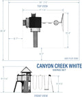 Backyard Discovery Canyon Creek Cedar Wood Swing Set with Wave Slide. Clubhouse. Play Kitchen. Picnic Area. Belt Swings. Web Swing. Rock Wall. Balconies. Playhouse. Step Ladder. Outdoor Playset
