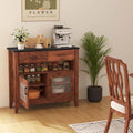 Sideboard Buffet Cabinet, Coffee Bar Cabinet with 2 Drawers, Faux Marble Top, Kitchen Storage Cabinet for Living Room Entryway