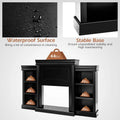 70" Fireplace Mantel TV Stand with Storage Shelves, Freestanding Wood Media Console for 28.5" Fireplace Insert, Living Room & Bedroom