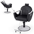 Reclining Barber Chair, 360° Swivel Salon Chair with Heavy Duty Hydraulic Pump, Adjustable Height & Headrest for Hair Styling, Makeup, Tattoo