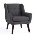 HUIMO Accent Chair, Button - Tufted Upholstered Living Room Chairs, Mid Century Modern Comfy Reading Chairs for Bedroom, Living Room, Beige - Yellow