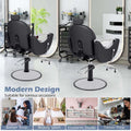 Reclining Barber Chair, 360° Swivel Salon Chair with Heavy Duty Hydraulic Pump, Adjustable Height & Headrest for Hair Styling, Makeup, Tattoo