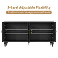 HLR 48" Accent Cabinet with 4 Doors, Vintage Hollow Carving Storage Credenza, Sideboards and Buffets Cabinet for Living Room, Kitchen, Dining Room, Entryway