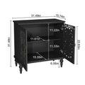 HLR 48" Accent Cabinet with 4 Doors, Vintage Hollow Carving Storage Credenza, Sideboards and Buffets Cabinet for Living Room, Kitchen, Dining Room, Entryway