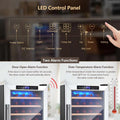 20 Inch 33 Bottles Wine Cooler Refrigerator Built-In or Freestanding Mini Wine Fridge with 2-Layer Tempered Glass Door & Dual Alarm Function