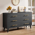 Bedroom Furniture Set - Includes Queen Bed Frame, Nightstands Set of 2, 5 - Drawer Dresser & Double Wide 6 - Drawer Dresser - Modern Storage Solution for Stylish Home Decor, Black