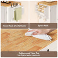 Noelse Kitchen Island with Storage, Island Table for Kitchen with Drop Leaf, Spice Rack, Towel Bar for Small Kitchens, White