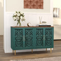 HLR 48" Accent Cabinet with 4 Doors, Vintage Hollow Carving Storage Credenza, Sideboards and Buffets Cabinet for Living Room, Kitchen, Dining Room, Entryway