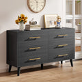 Noelse 3 Piece Bedroom Furniture Set, 6 Drawer Dresser with 2 Nightstands, Modern Wood Storage Organizer with Metal Handles for Bedroom, Living Room, Black