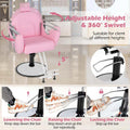 Reclining Barber Chair, 360° Swivel Salon Chair with Heavy Duty Hydraulic Pump, Adjustable Height & Headrest for Hair Styling, Makeup, Tattoo