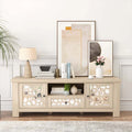 55" Retro TV Stand for 60 Inch TVs, TV Console Cabinet Entertainment Center with Mirror Doors, Drawer Open Shelf, Cable Hole