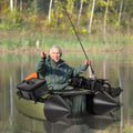 Inflatable Fishing Float Tube, 350LBS Portable Belly Boat with Rod Rack Basket, Fish Finder Holder, Fish Ruler, 3 Storage Boxes & Pump
