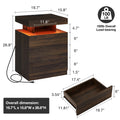 Hommpa LED Nightstand Wireless Charging Station USB Type C Outlets Bedside Table 3 Drawers Black Night Table Modern Smart Nightstand High Gloss End Side Table for Bedroom Furniture 26.8" Tall