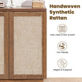 Hommpa Sideboard Buffet Cabinet Rattan Kitchen Storage Organizer with 5 - Position Adjustable Shelf & 2 Doors Boho Farmhouse Accent Cabinets TV Console for Living Dining Room Coffee Bar - 31.5" x 15.55" x 31.5" / 2 Pack