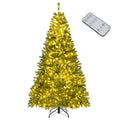 6/7/8FT Pre-Lit Artificial Christmas Tree, Hinged Xmas Tree with Remote, Warm White LED Lights, Timer, Adjustable Lighting Modes for Holiday Decor