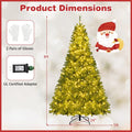 6/7/8FT Pre-Lit Artificial Christmas Tree, Hinged Xmas Tree with Remote, Warm White LED Lights, Timer, Adjustable Lighting Modes for Holiday Decor