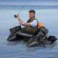 Inflatable Fishing Float Tube, 350LBS Portable Belly Boat with Rod Rack Basket, Fish Finder Holder, Fish Ruler, 3 Storage Boxes & Pump - Camouflage
