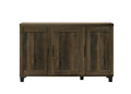 Qumbnk Wood Shoes Storage Cabinet with Handle, 3 Door Accent Cabinet for Living Room, Bedroom, Dark Brown