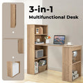 48" Computer Desk with 6-Tier Storage Shelves, 3-in-1 Reversible Writing Desk w/ Bookshelf & CPU Stand, Space-Saving Home Office Workstation