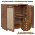 Hommpa Sideboard Buffet Cabinet Rattan Kitchen Storage Organizer with 5 - Position Adjustable Shelf & 2 Doors Boho Farmhouse Accent Cabinets TV Console for Living Dining Room Coffee Bar