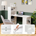 48" Computer Desk with 6-Tier Storage Shelves, 3-in-1 Reversible Writing Desk w/ Bookshelf & CPU Stand, Space-Saving Home Office Workstation