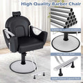 Reclining Barber Chair, 360° Swivel Salon Chair with Heavy Duty Hydraulic Pump, Adjustable Height & Headrest for Hair Styling, Makeup, Tattoo