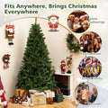 6/7/8FT Pre-Lit Artificial Christmas Tree, Hinged Xmas Tree with Remote, Warm White LED Lights, Timer, Adjustable Lighting Modes for Holiday Decor