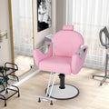 Reclining Barber Chair, 360° Swivel Salon Chair with Heavy Duty Hydraulic Pump, Adjustable Height & Headrest for Hair Styling, Makeup, Tattoo - Black