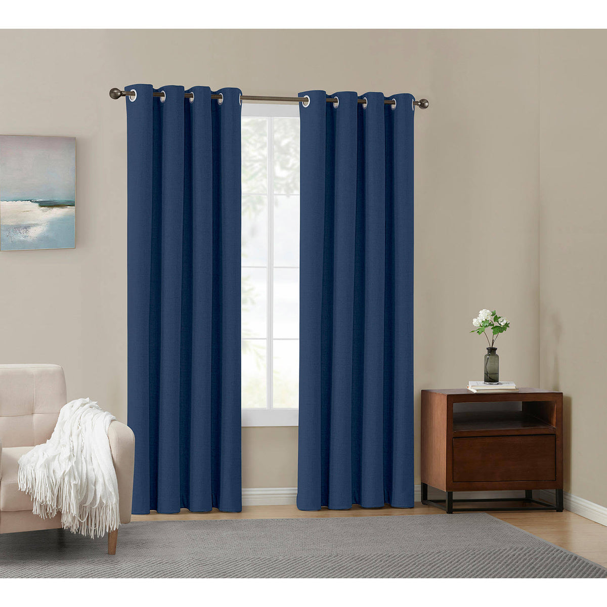 Member's Mark Renwick Grommet Window Panel Pair - Indigo - 52x84