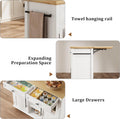 WALYWIK Foldable Kitchen Island Cart with Wheels, 2 Glass Doors, Spice Rack & Towel Holder - Compact Mobile Storage Cart for Small Kitchens, Dining Rooms, Camping & Rvs - Grey