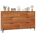 Mid-Century Modern 6-Drawer Dresser, Wooden Chest of Drawers with Anti-Tip Interlock System & Metal Legs for Bedroom, Living Room & Hallway