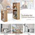 48" Computer Desk with 6-Tier Storage Shelves, 3-in-1 Reversible Writing Desk w/ Bookshelf & CPU Stand, Space-Saving Home Office Workstation