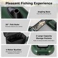 Inflatable Fishing Float Tube with 2 Large Storage Pockets, Angling Base, 20" Fish Ruler & 4 Motor Buckles, 352LBS Capacity Belly Boat for Fly Fishing