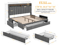 Enhomee Queen Bed Frame with 3 Storage Drawers Upholstered Queen Size Bed Frame with Headboard Noise Free Platform Bed with Metal Frame & Wood Slats Support Beige Bedroom Furniture for Adults Clothes - Full / Beige / with Storage Shelf