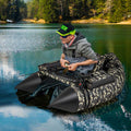 Inflatable Fishing Float Tube, 350 LBS Capacity Belly Boat with Paddle, Flippers, Rod Holder, Fish Ruler, Pump, Storage Bag & Adjustable Straps